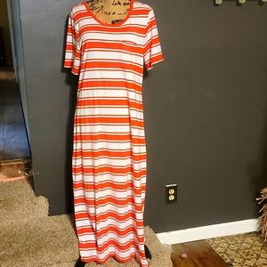 Old Navy, Size Large, Orange & White striped Tshirt Maxi Dress